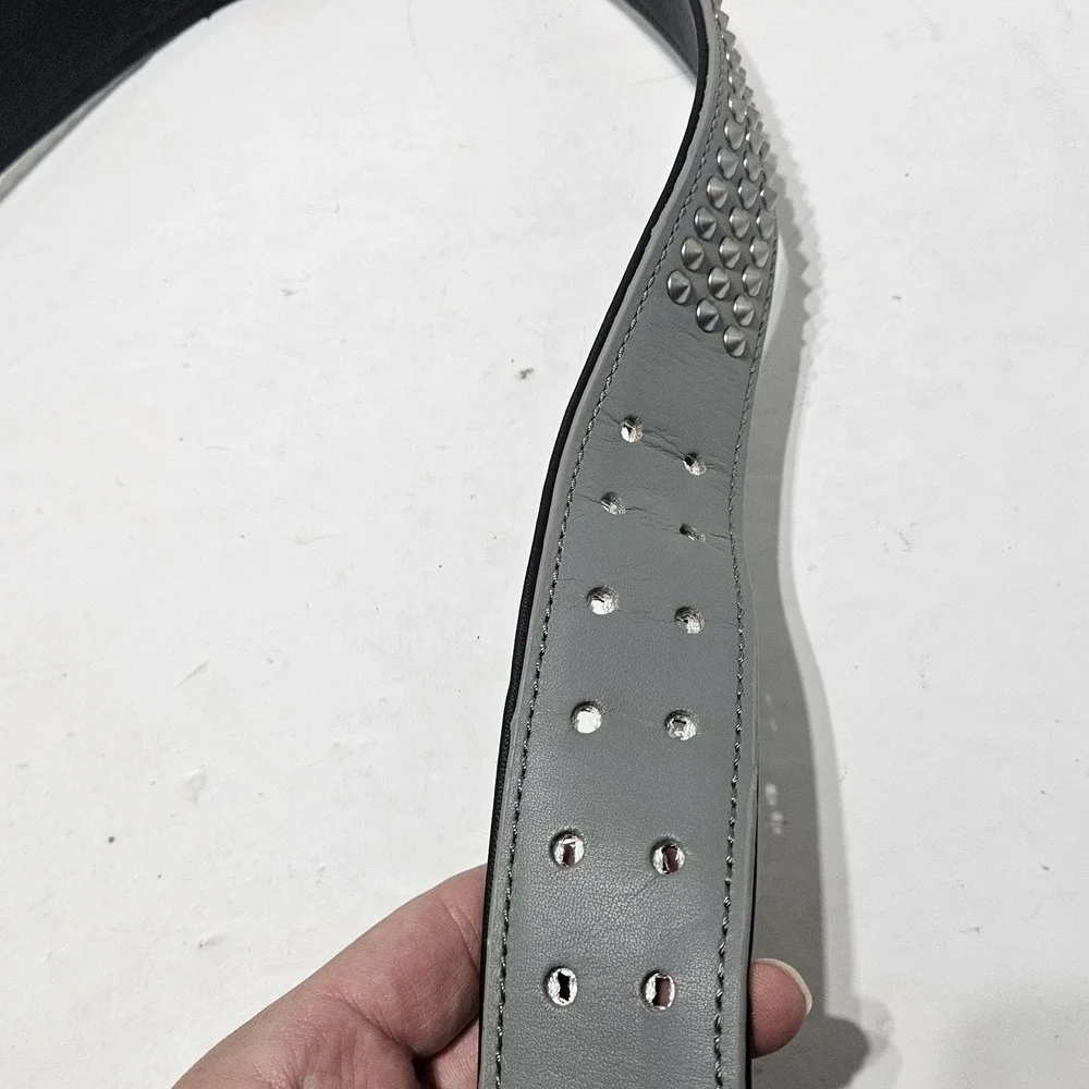 Collar for Big Dog XXL/ XXXL Genuine Leather w/Studs 90-140 lbs 27-32" Gray NWT - Picture 3 of 6